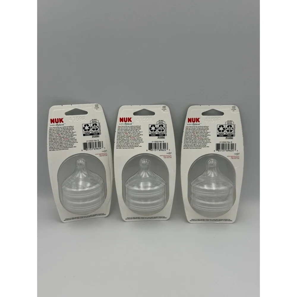 NUK Simply Natural 6+ Month Fast Flow Bottle Nipples 3 Pack 6 Total NEW
